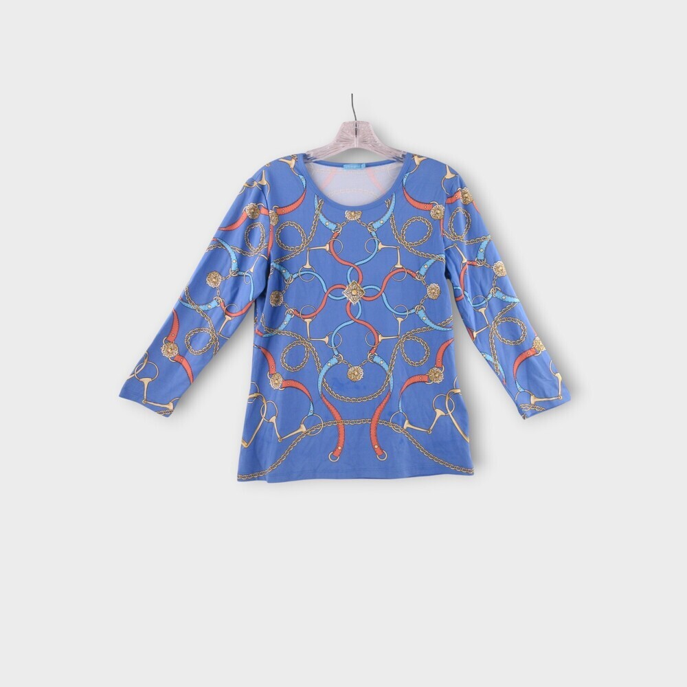 J.McLaughlin Bit & Chain Print Top Size M equestrian jersey refined
